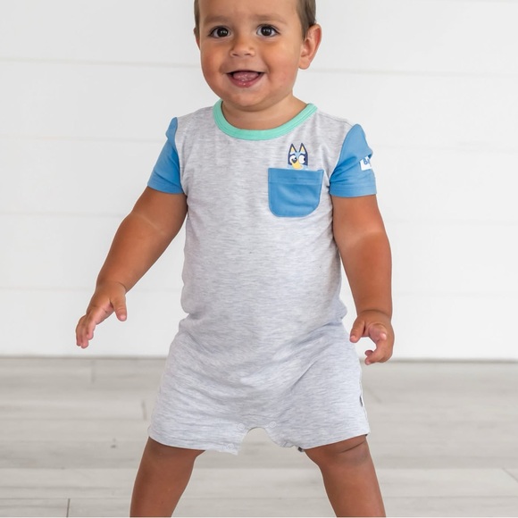 Little Sleepies Bluey Pocket Shorty Romper 0/3 NWT